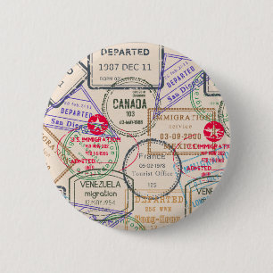 Passport Stamps Travel 2 Inch Round Button