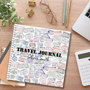 Passport Stamps,Travel Journal, Custom Lined Notebook