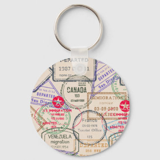 Passport Stamps Travel Keychain