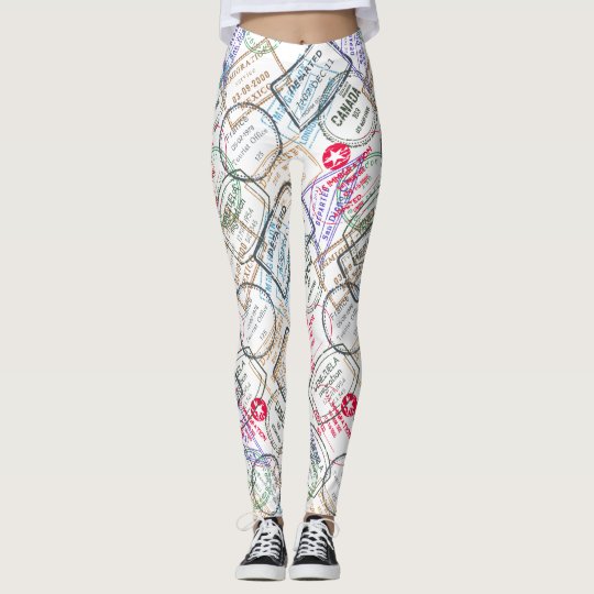 Passport Stamps Travel Leggings