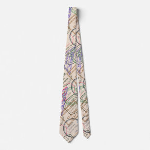 Passport Stamps Travel Tie
