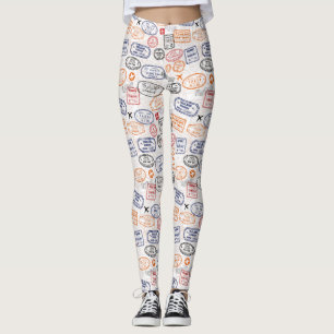Passport stamps traveller world destinations leggings