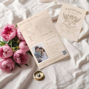 Passport Style Save The Date Destination Wedding Announcement