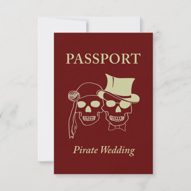 passport to a pirate wedding invitation (Front)