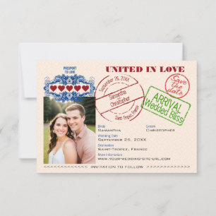 Passport to Love Cute Destination Wedding Orange Save The Date
