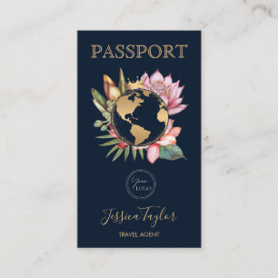 Passport Travel Agency World Map Boarding Pass Business Card