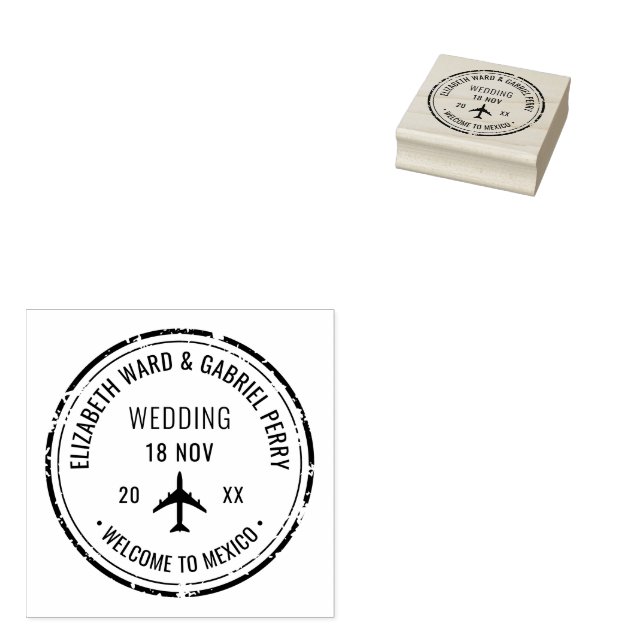 Passport Travel Destination Wedding Rubber Stamp (Stamped)