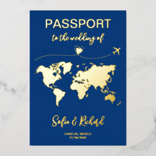 Passport Wedding Destination Gold Foil Adventure