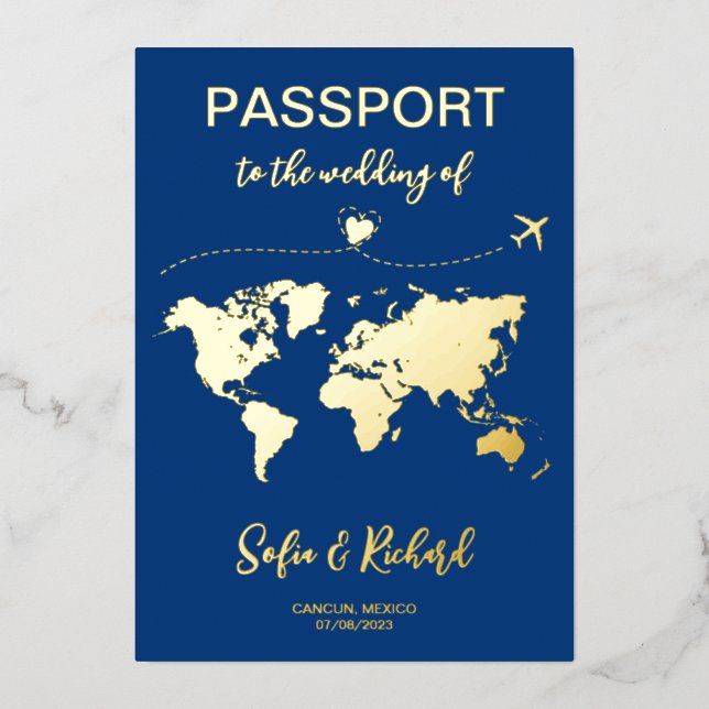 Passport Wedding Destination Gold Foil Adventure (Front)