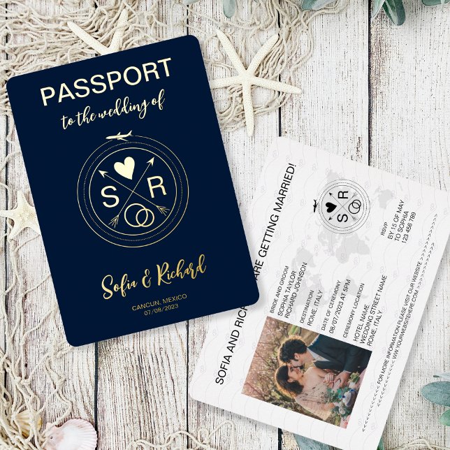 Passport Wedding Destination Gold Foil Monogram (Creator Uploaded)