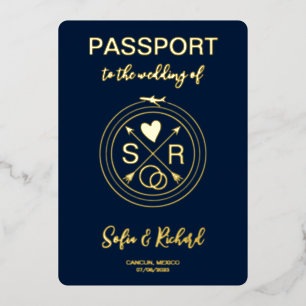 Passport Wedding Destination Gold Foil QR Code