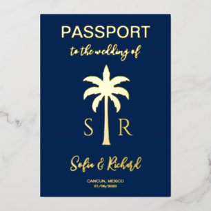 Passport Wedding Destination Gold Palm Monogram