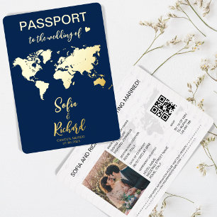 Passport Wedding Destination World Map QR code