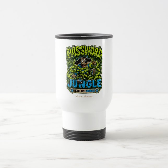 Password Jungle Personalized Funny IT Office  Travel Mug (Center)