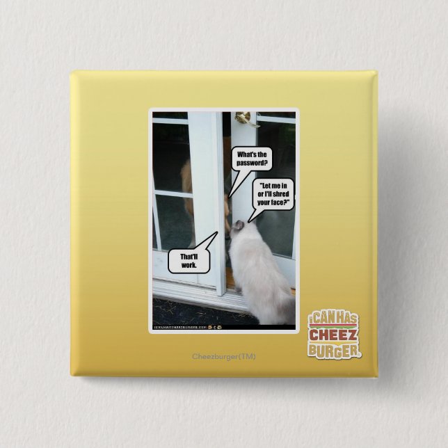 Password Please 2 Inch Square Button (Front)