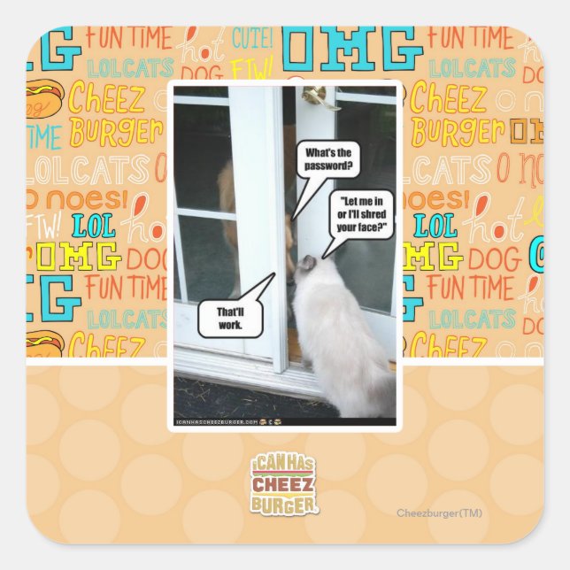 Password Please Square Sticker (Front)