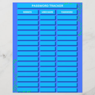 Password Tracker Paper Sheet