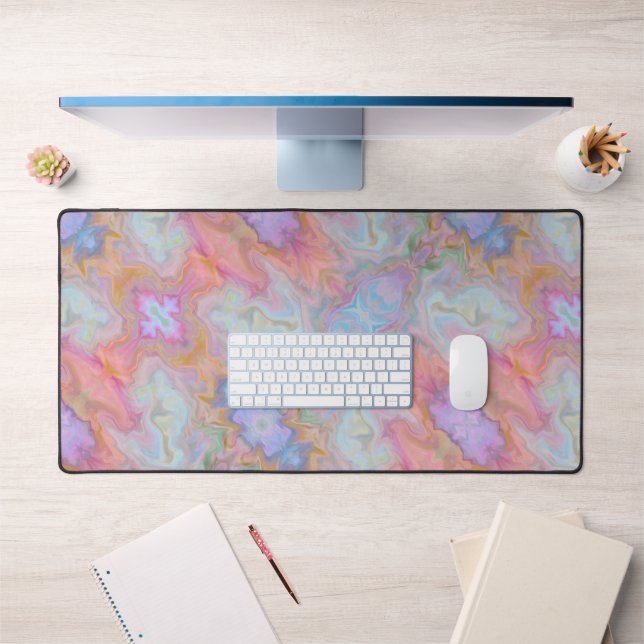 Past Abstract Pattern Modern Pink Coloured Swirl Desk Mat (Office 1)