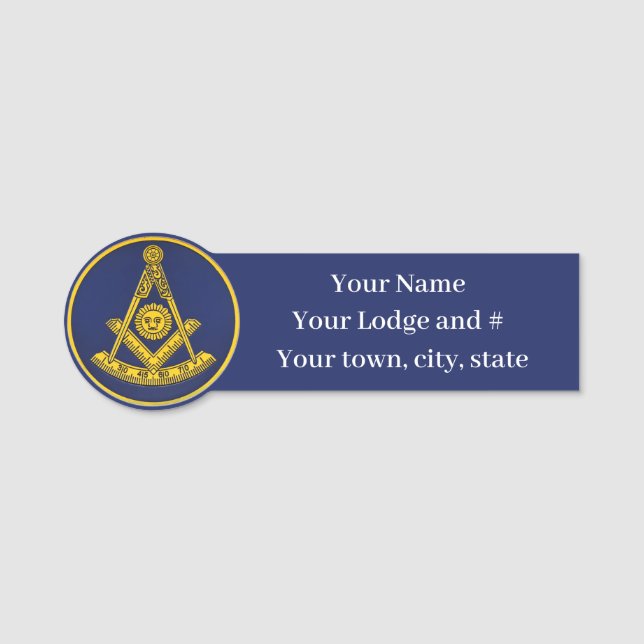Past Master Freemason Masonic Masonry  Name Tag (Front)