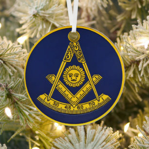 Past Master Freemason Square and Compass Masonic  Metal Ornament