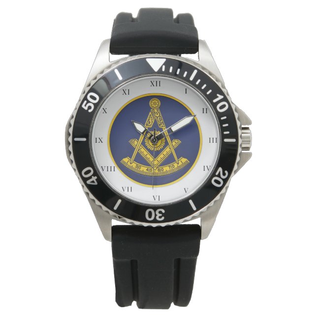 Past Master Freemason Square and Compass Masonic Watch (Front)