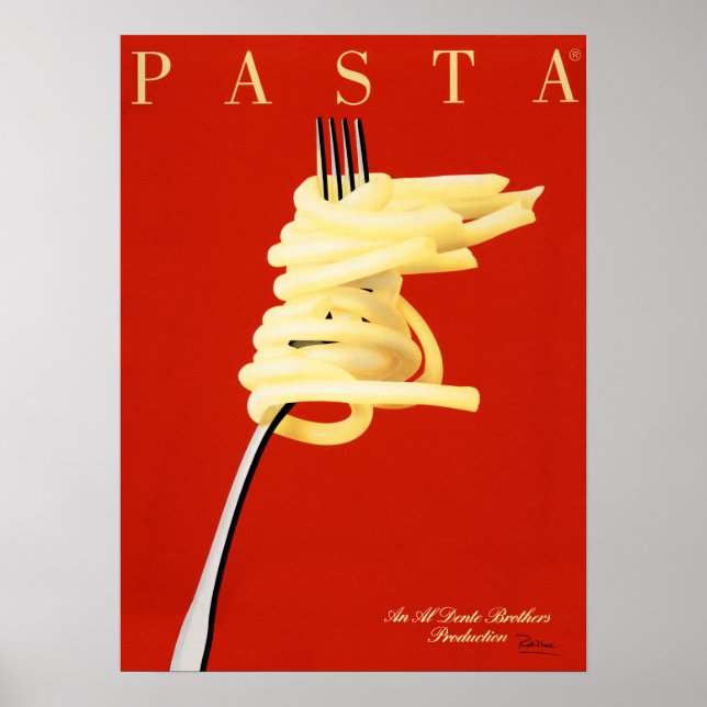PASTA AL DENTE Razzia Italian Food noodle Art Deco Poster | Zazzle