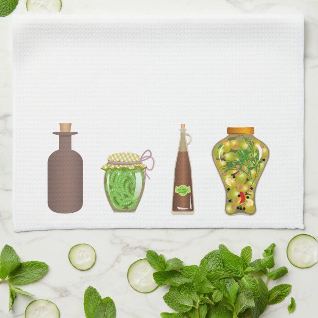 Pasta and Pepper Jars Kitchen Towel (Folded)