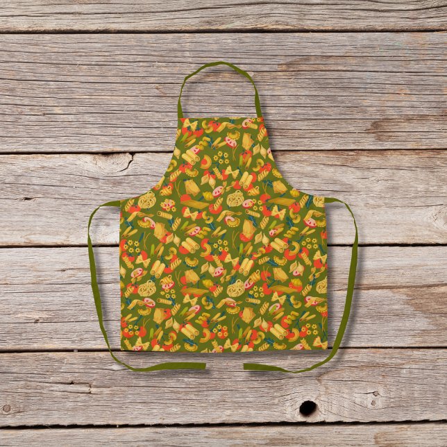 Pasta and vegetables olive green apron (Creator Uploaded)