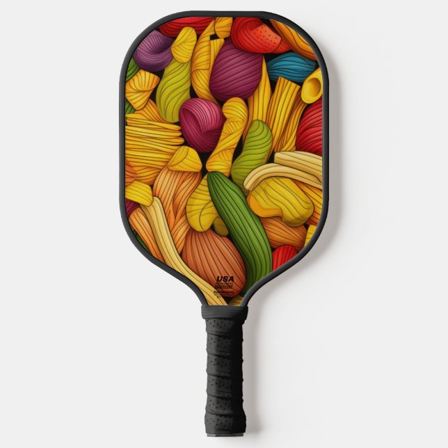 Pasta art background pickleball paddle (Front)