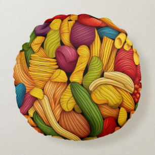 Pasta art background round pillow