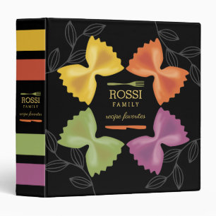 Pasta bows Italian personalized cookbook recipe Binder