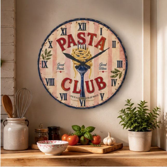 Pasta Club Vintage Kitchen Large Clock (Creator Uploaded)