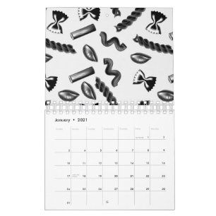 Pasta Diversity Grey Food Italy Lover Foodie Calendar