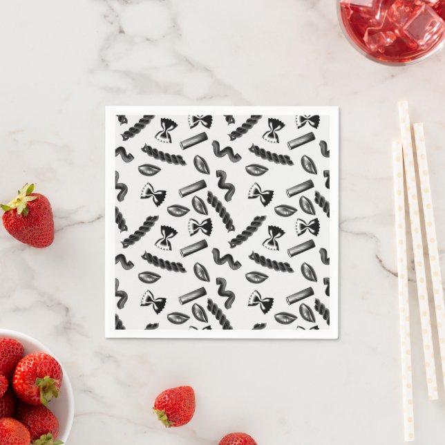 Pasta Diversity Grey Food Italy Lover Foodie Napkin (Insitu)