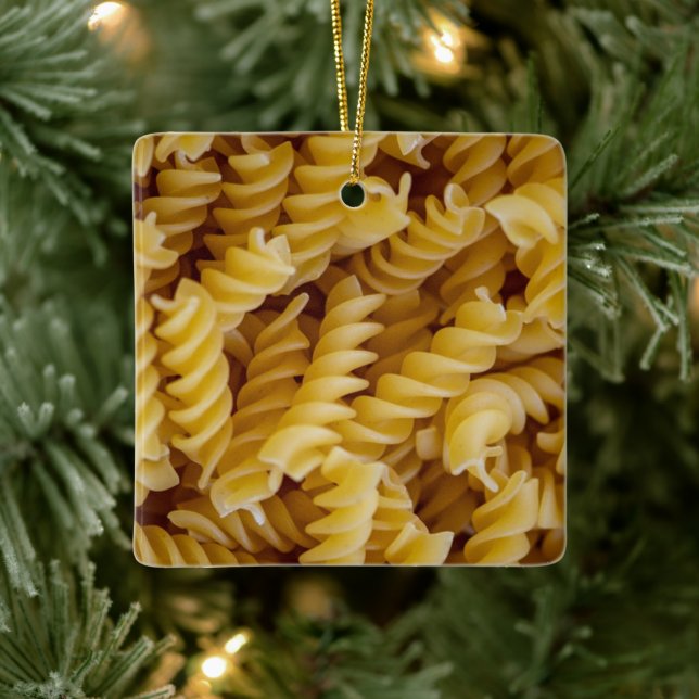 Pasta Fusilli Noodles Ceramic Ornament (Tree)