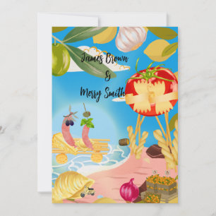 Pasta Love by the Shore Sausage Wedding Invitation