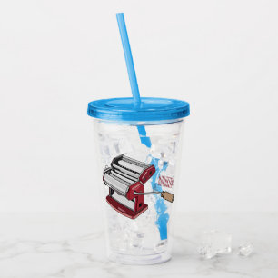 Pasta maker cartoon illustration  acrylic tumbler