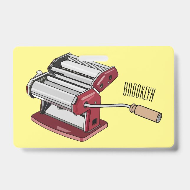 Pasta maker cartoon illustration  badge (Front)