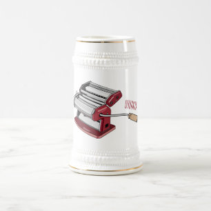 Pasta maker cartoon illustration beer stein