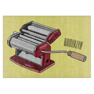 Pasta maker cartoon illustration  cutting board