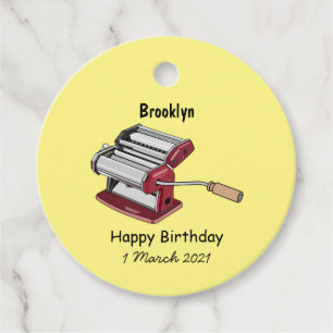 Pasta maker cartoon illustration favour tags