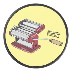 Pasta maker cartoon illustration  hockey puck