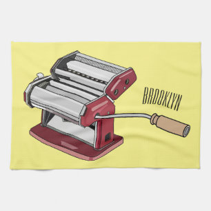 Pasta maker cartoon illustration  kitchen towel