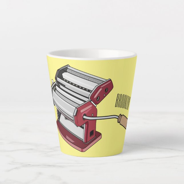 Pasta maker cartoon illustration  latte mug (Front)