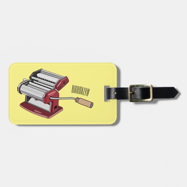 Pasta maker cartoon illustration luggage tag (Front Horizontal)