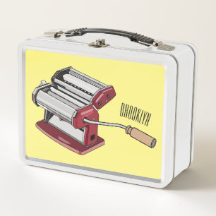 Pasta maker cartoon illustration metal lunch box