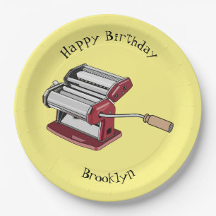 Pasta maker cartoon illustration paper plate