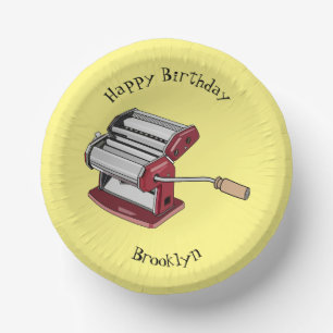 Pasta maker cartoon illustration paper plate