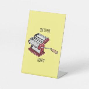 Pasta maker cartoon illustration  pedestal sign