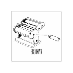 Pasta maker cartoon illustration rubber stamp